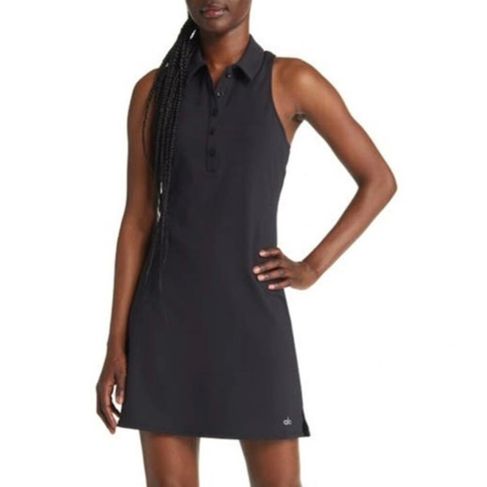 Alo Yoga Charmed Tennis Dress Point Collar Black Size XS